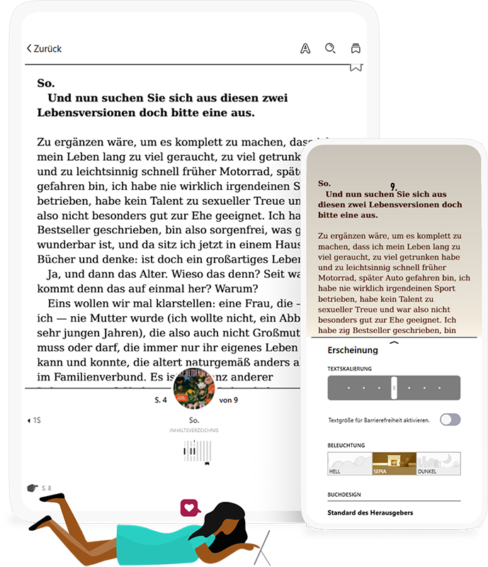 Anpassen der E-Book-Einstellungen auf einem Tablet und Smartphone über die Libby-App