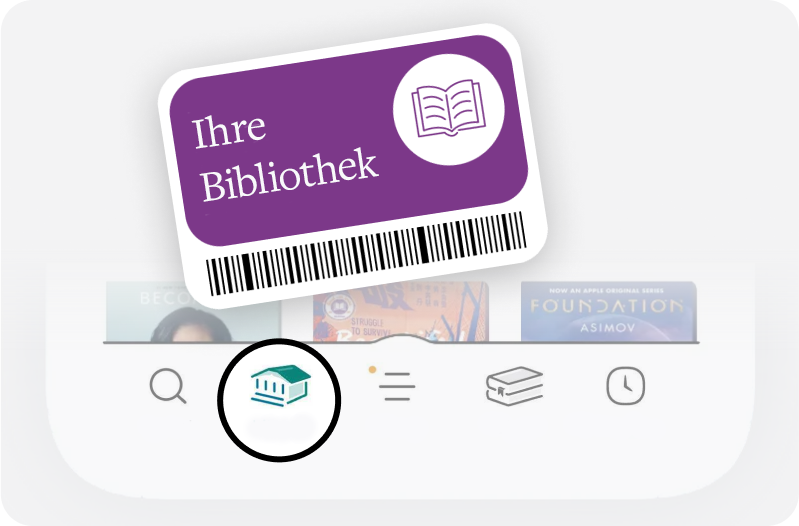 Nutzer meldet sich in der Libby-App auf einem Smartphone mit einem Bibliotheksausweis an.