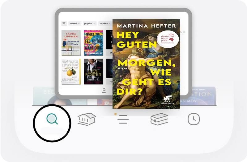 Suche nach E-Books und Hörbüchern im digitalen Katalog der Libby-App auf einem Smartphone.